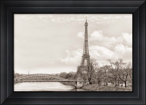 Framed Eiffel Tower, Seine and Pont Rouelle Print