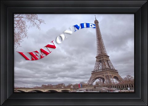 Framed Lean On Me  Flag with Eiffel Tower Print