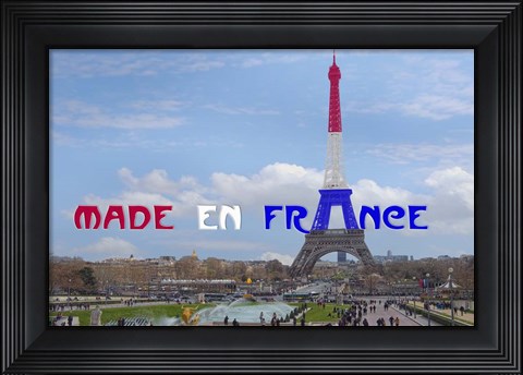 Framed Made en France with Eiffel Tower Print