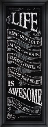Framed Chalkboard - Life Is Awesome Print