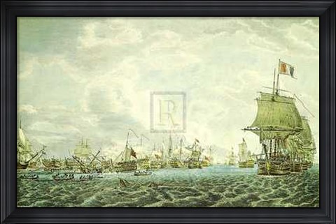 Framed Robert Cleveley - Glorious 1St June 1794 [Evening] 37x29 Print Print