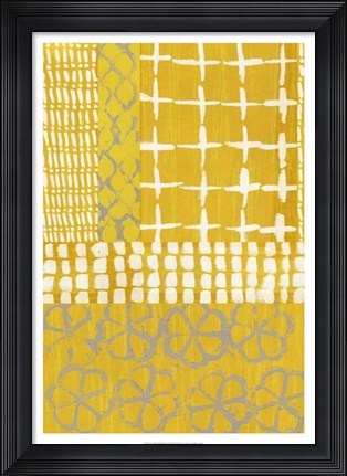 Framed Golden Blockprint I Print