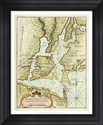 Framed Petite Map of the Port of New York Print