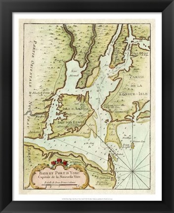 Framed Petite Map of the Port of New York Print