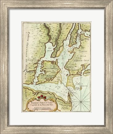 Framed Petite Map of the Port of New York Print