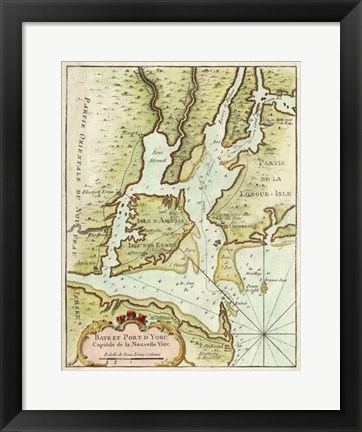 Framed Petite Map of the Port of New York Print