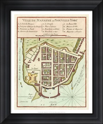 Framed Petite Map of Manhattan, New York Print