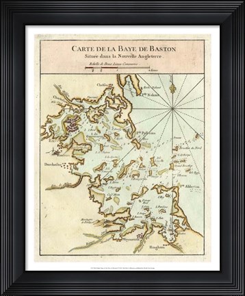 Framed Petite Map of the Port of Boston Print