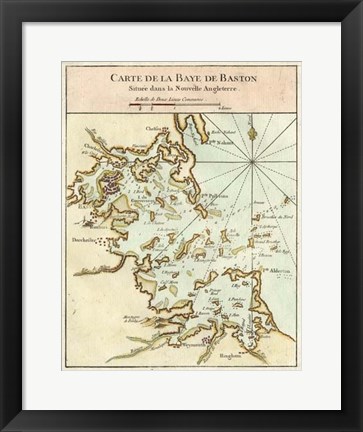 Framed Petite Map of the Port of Boston Print