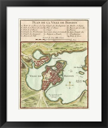 Framed Petite Map of the City of Boston Print