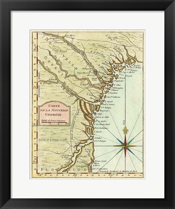 Framed Petite Map of Georgia Print