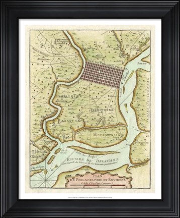 Framed Petite Map of Philadelphia Print