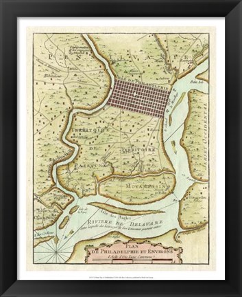 Framed Petite Map of Philadelphia Print