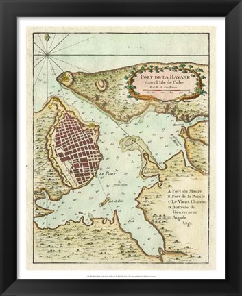 Framed Petite Map of the Port of Havana Print