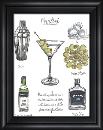 Framed Classic Cocktail - Martini Print