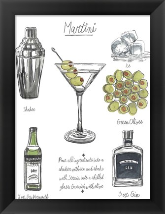 Framed Classic Cocktail - Martini Print