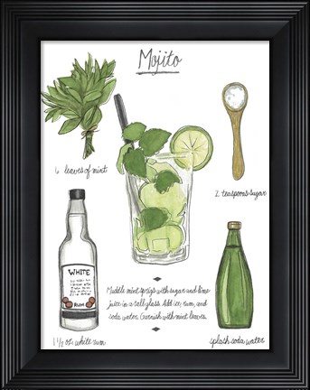 Framed Classic Cocktail - Mojito Print