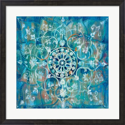 Framed Mandala in Blue I Print
