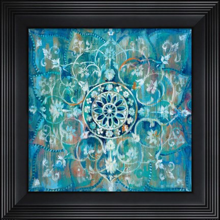 Framed Mandala in Blue I Print