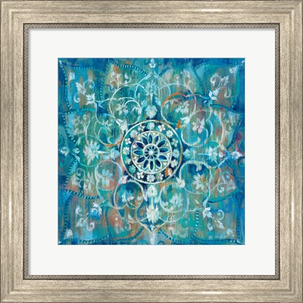 Framed Mandala in Blue I Print