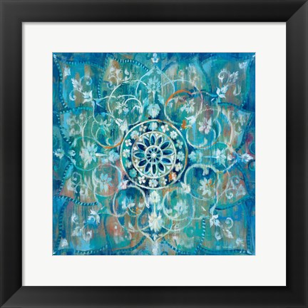 Framed Mandala in Blue I Print