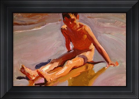 Framed Boy on the Beach Print