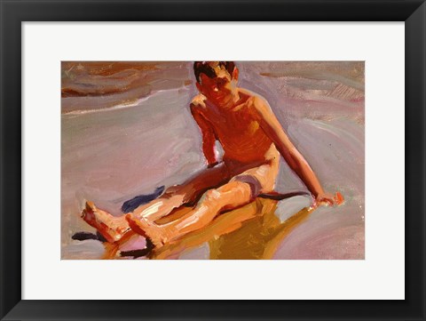 Framed Boy on the Beach Print