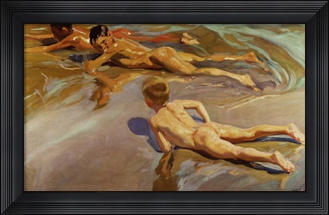 Framed Boys on the beach Print