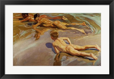 Framed Boys on the beach Print