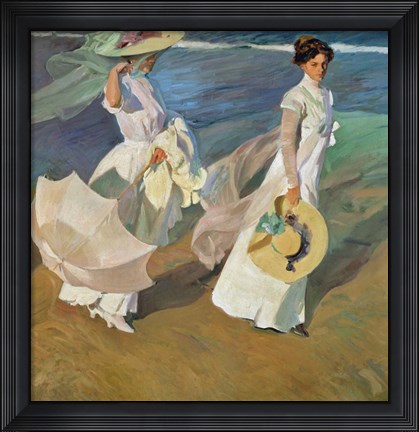 Framed Paseo a Orillas del Mar (Promende on the beach), 1909 Print