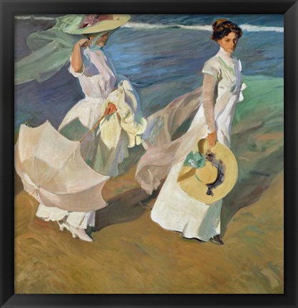 Framed Paseo a Orillas del Mar (Promende on the beach), 1909 Print