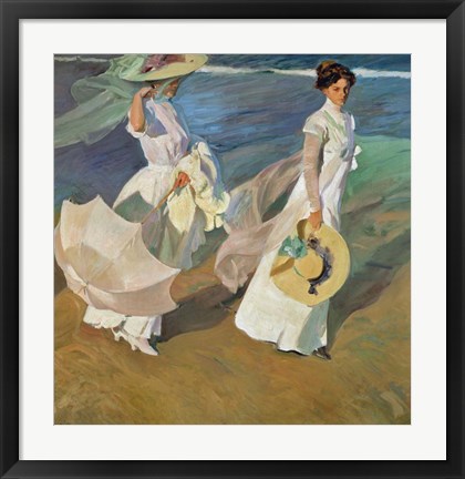 Framed Paseo a Orillas del Mar (Promende on the beach), 1909 Print