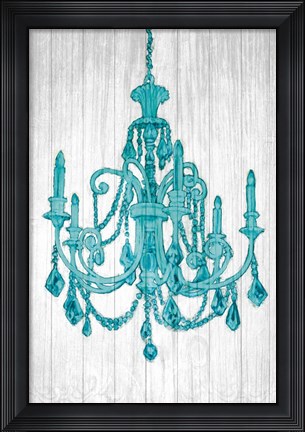 Framed Luxurious Lights III Turquoise Print