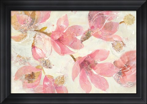 Framed Magnolias in Bloom on White Print