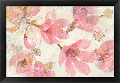 Framed Magnolias in Bloom on White Print