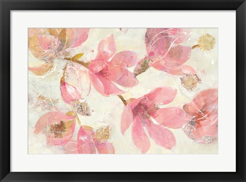 Framed Magnolias in Bloom on White Print