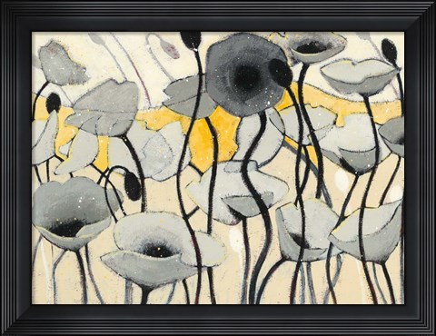 Framed Snow Day Gray Flower Print