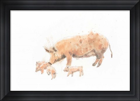 Framed Pig and Piglet Print