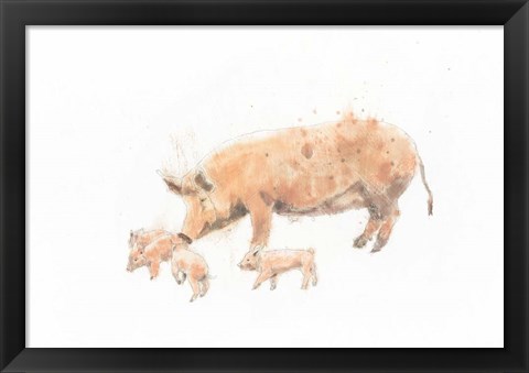 Framed Pig and Piglet Print