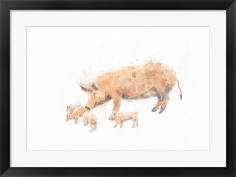 Framed Pig and Piglet Print