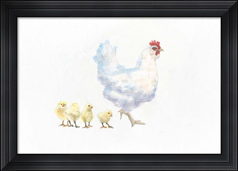 Framed Hen and Chickens Print