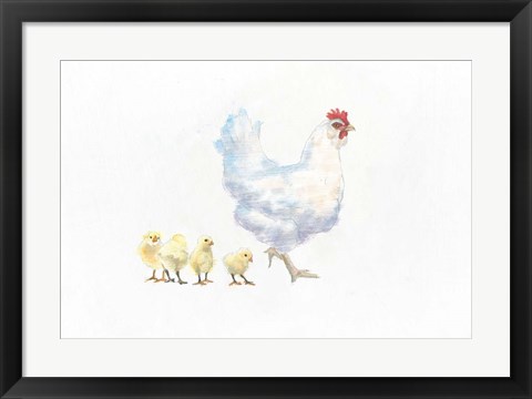 Framed Hen and Chickens Print