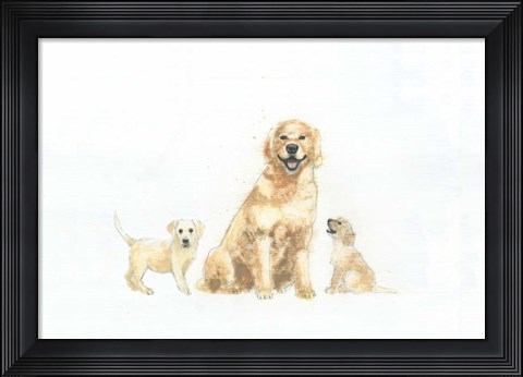 Framed Dog and Puppies Print