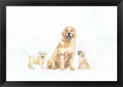 Framed Dog and Puppies Print