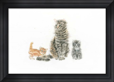 Framed Cat and Kittens Print