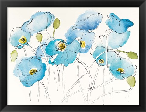 Framed Black Line Poppies III Watercolor Print