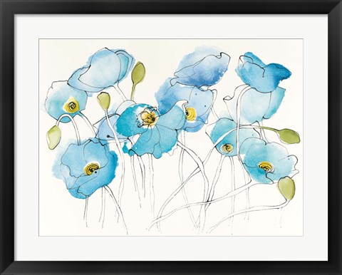 Framed Black Line Poppies III Watercolor Print