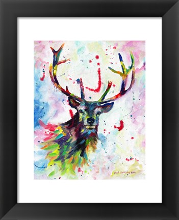 Framed Color Stag Print