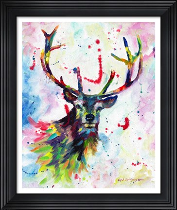 Framed Color Stag Print