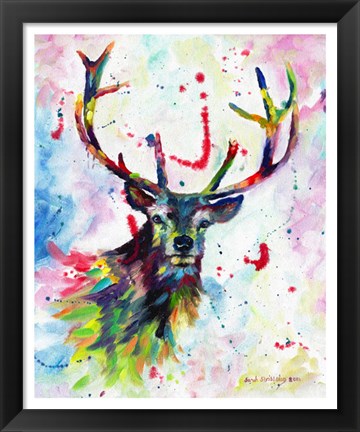 Framed Color Stag Print